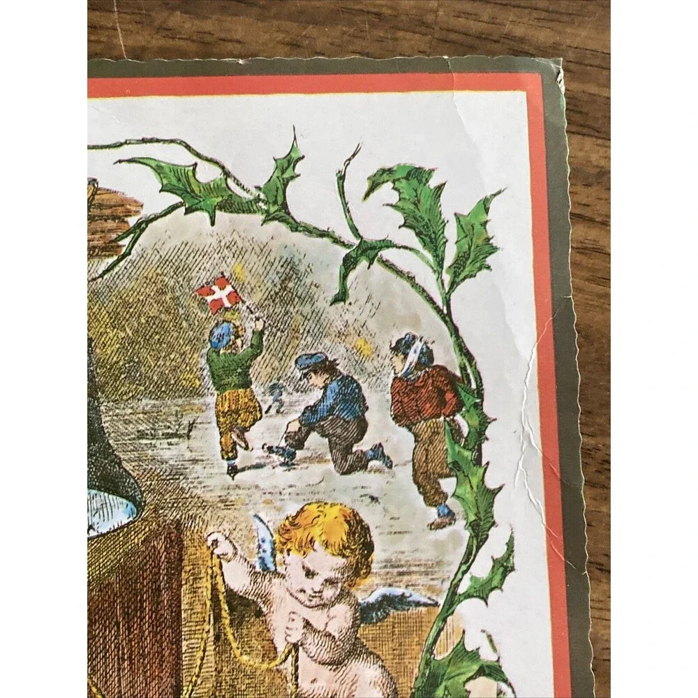 Vintage Christmas Advent Calendar w Elves Cherub Baby Jesus DANSKE BILLEDER # 40